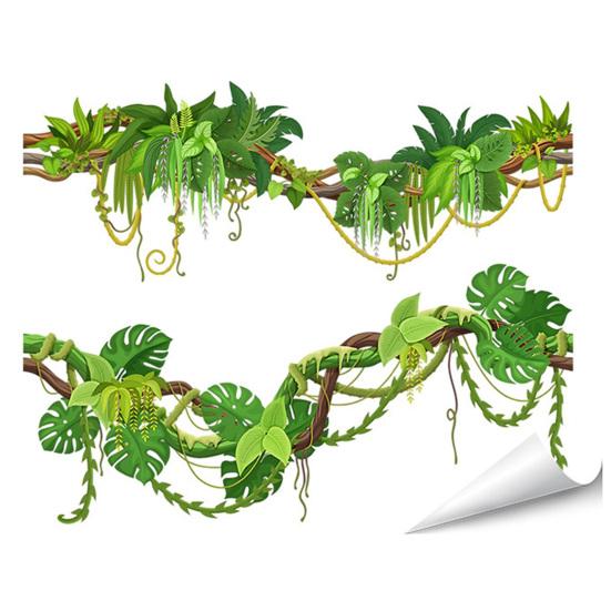 Green Plants Wall Sticker Self-adhesive Waterproof PVC Spring Floral Plants Sticker Home Office Living Room Bedroom Wall Decoration Decal