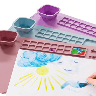 1 ADET Yıkanabilir Silikon El Sanatları Grafiti Boyama Matı Çocuklar için Kendin Yap Silikon Boyama Ovulabilir Pigment Paleti Boyama Pedi