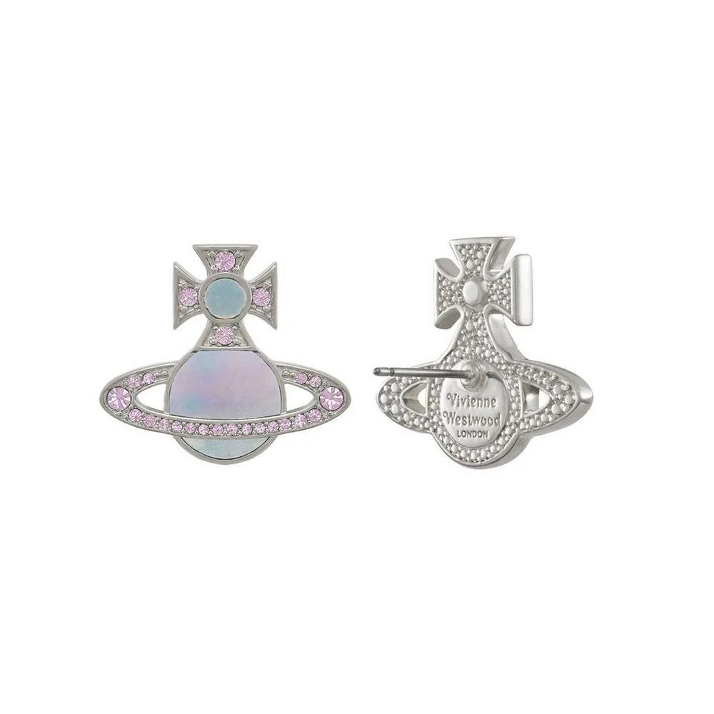 VIVIENNE WESTWOOD Rina Star Cloud Saturn Plated Gold Earrings Women Earrings Pink-Purple-Diamond Silver 6201036D-02P618