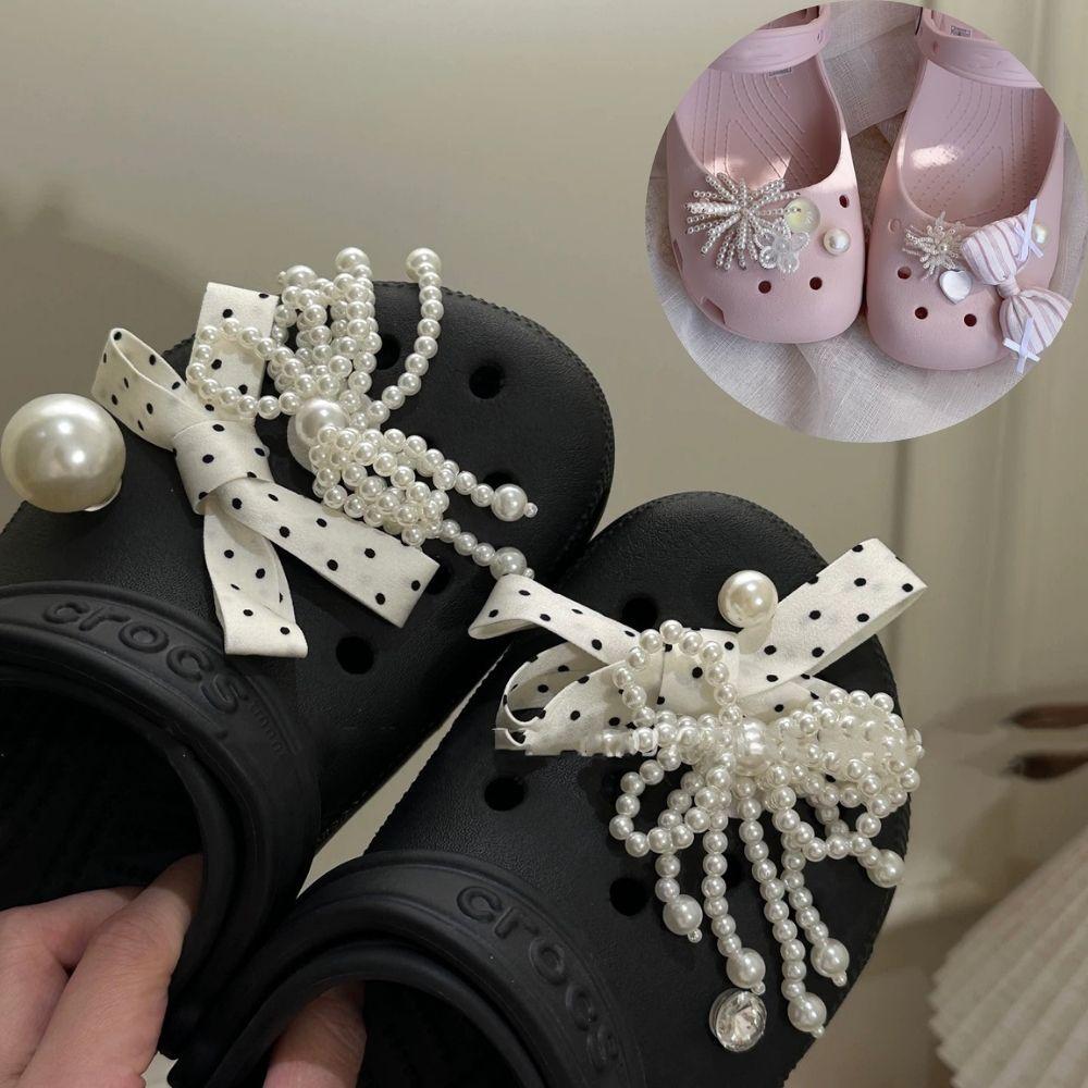 Beaded Flower Metal Bead Pearl Bowknot Original Shoe Charms Fashion Flowing Ballet Shoe Decorations Luxury DIY Shoe Accessories