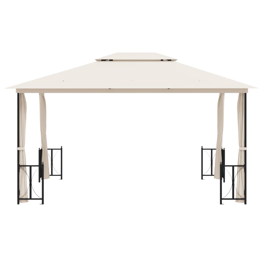 Vidaxl Gazebo With Curtains And Two-Part Roof, 3X4 M, Cream