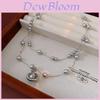French Satin Pearl Necklace With Geometric Design And Multi Layered Style For Elegant Women