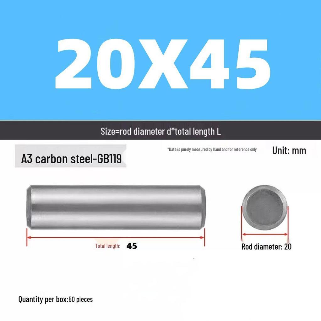 Cylindrical Dowel Pin, GB119, A3, Natural, M16-M20 Specifications Complete