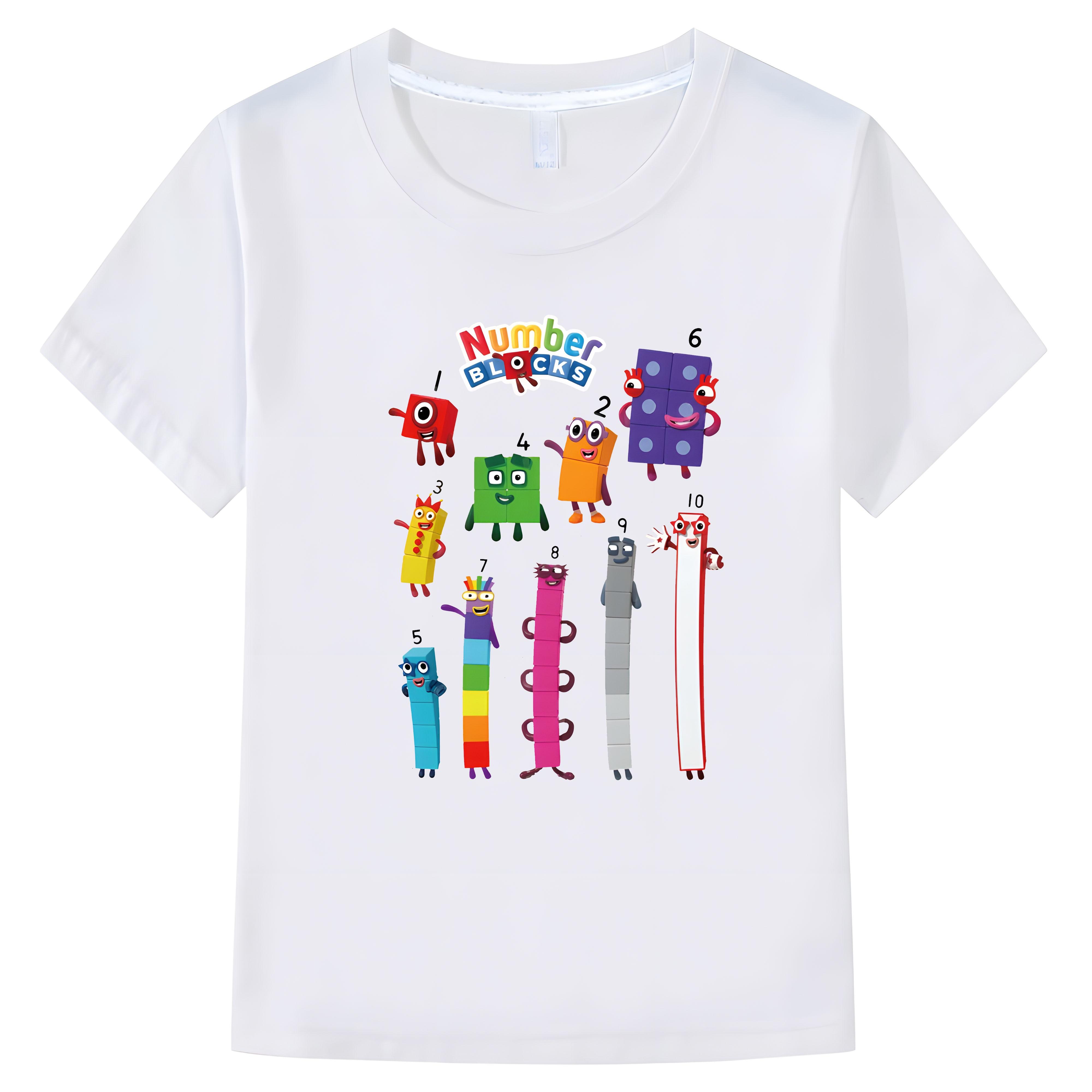 

Развивающие мягкие цифровые блоки Цифровые блоки Детская футболка для отдыха Хлопковые футболки для мальчиков Топы с короткими рукавами для девочек y2k детская одежда футболка для детей 130 белый