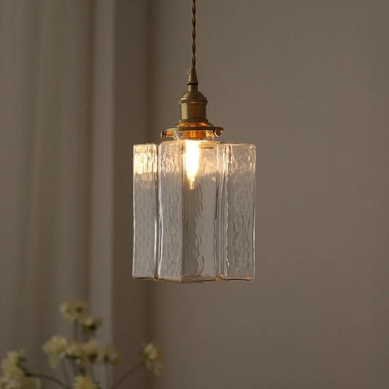 Japanese New Retro LED Glass Chandelier Hotel Bar Living Room Dining Room Study Bedroom Indoor Home Lighting E27