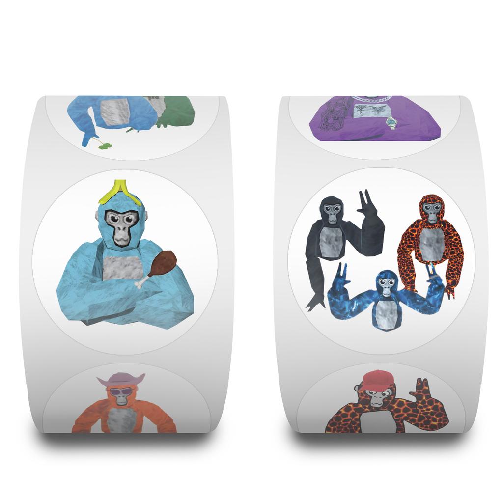 500 Stickers/roll Cartoon Gorilla Tag Cute Animal DIY Skateboard Suitcase Roll Stickers