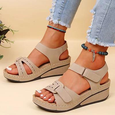 Nuevas sandalias de punta abierta de moda para mujer, sandalias de verano suaves y sexis para mujer, sandalias de cuña con hebilla, sandalias ortopédicas para mujer, calzado femenino