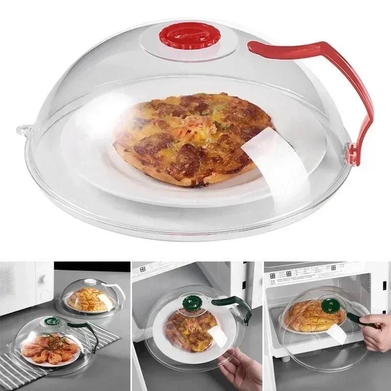 Kitchen Gadgets Microwave Splash Cover High Temperature Resistant Oven Oil Cover Handle PC Fresh-keeping Bowl Protective Cover