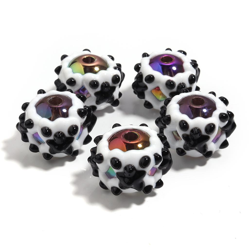 5Pcs Acrylic Round Beads Color Hand-painted Star Craft Loose Bead For Jewelry Material DIY Bracelet Phone Chain Beaded Supplies