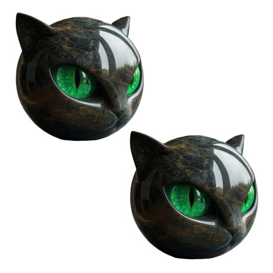 Black Cat Stone Cat Head Sculpture Marble Texture Healing Stones