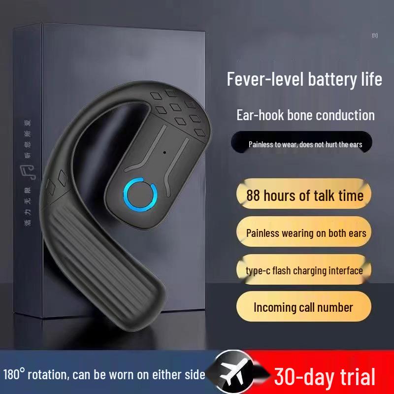 

High-Quality True Wireless Bluetooth Ear-Hook Headset for Business and Sports – Long Standby, Compatible with All Mobile Phones
