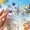 Acrylic Drink Coasters Set Of 4 Colorful Flower Printed Round Cup Mats Table Protectors For Home Office And Party Use