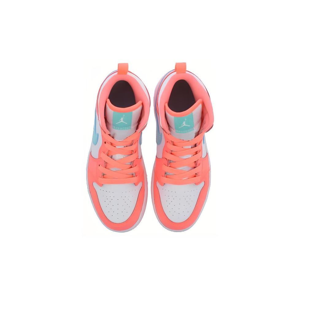 Jordan 1 Mid Crimson Pulse/Light Aqua-White 640737-814