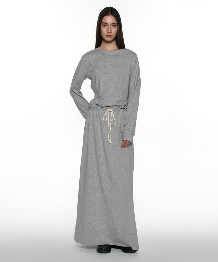 Partimento Woman Pwc Asymmetrical Drawstring Maxi Dress_Melange