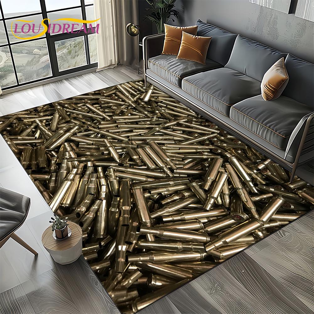 2025 New Cool Guns Pistol Ammunition Bullet Cartridge AK M4 Rug Carpet for Living Room Bedroom Decor,Non-slip for Sofa Doormat