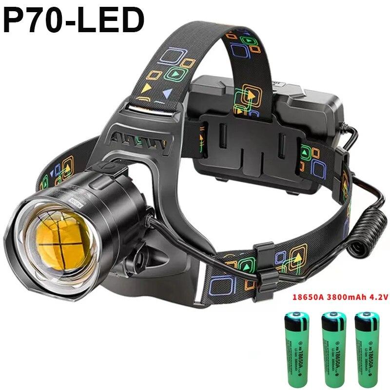 LED Rechargeable Headlamp,Super Bright Head Lamp,USB Rechargeable,Waterproof LED Headlamps for Adults Camping,Hiking,Climbing