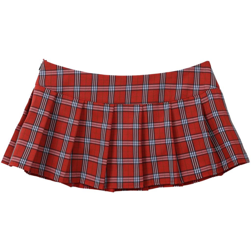 Women's Schoolgirls Plaid Uniforms High Waist Pleated Mini Shorts Skirts Cosplay Costume