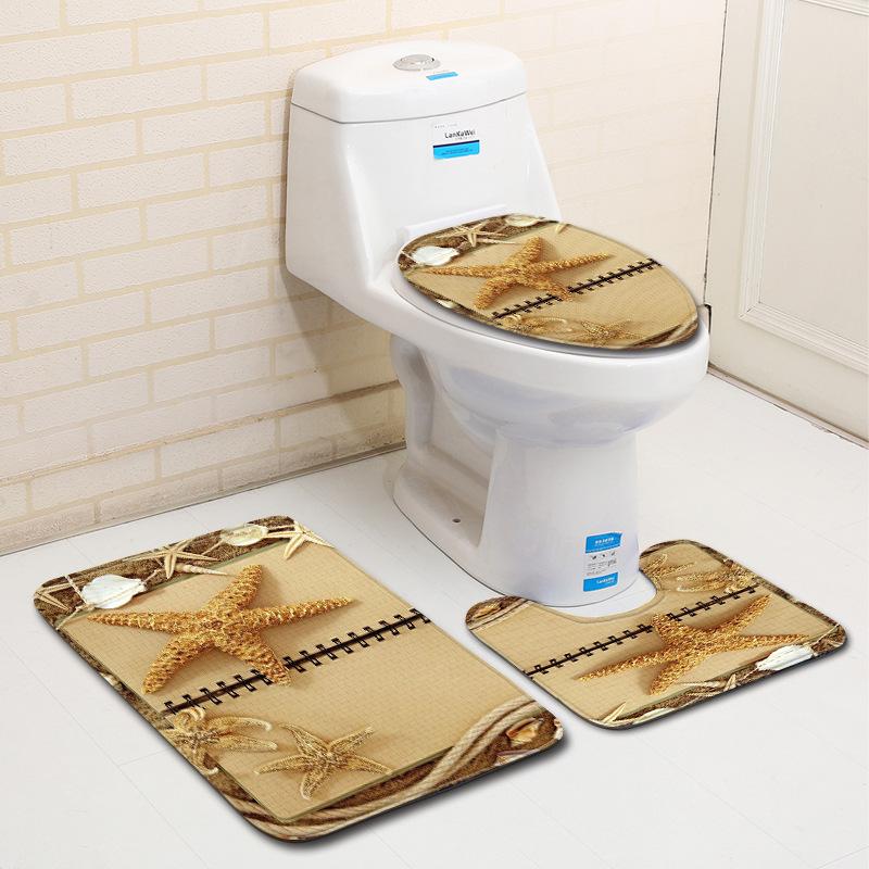 Beach Bathroom Three-Piece Floor Mat Doormat Bathroom Carpet