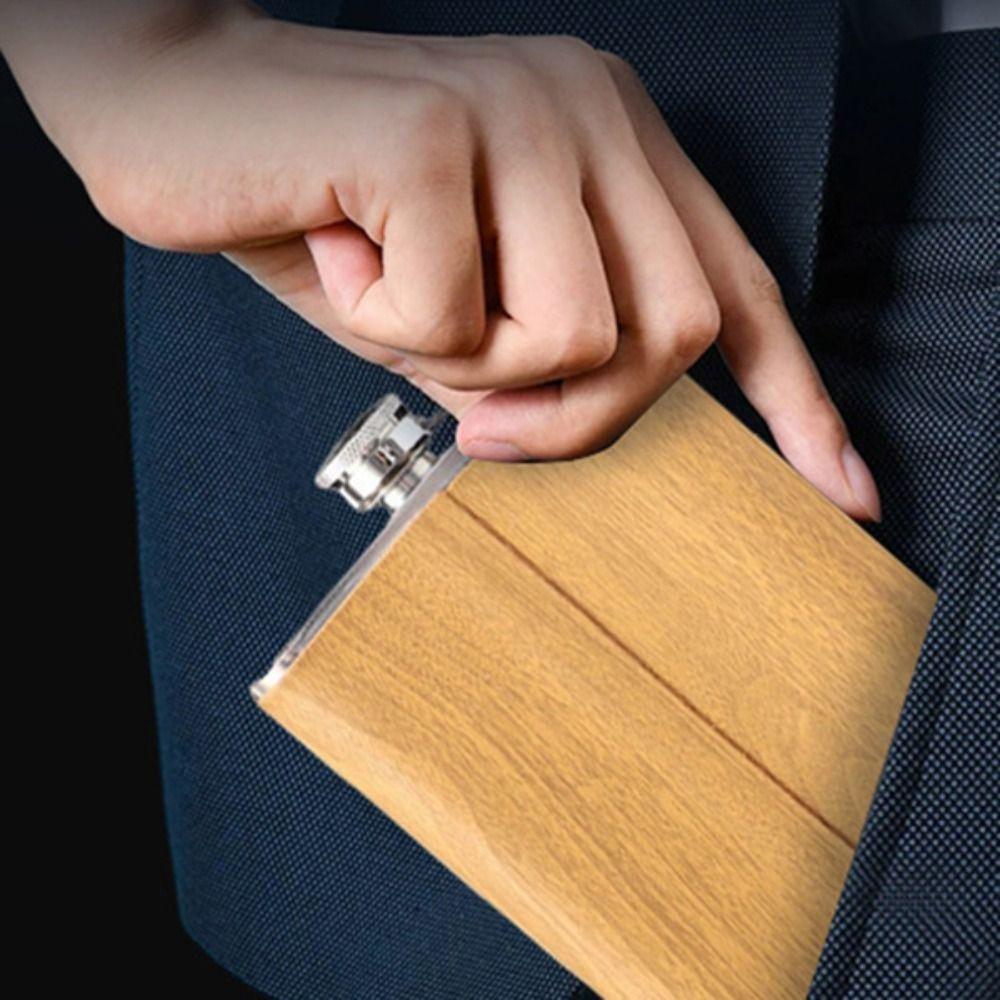 with Wine Cup and Funnel Wood Grain Hip Flask Set Stainless Steel Wine Bottle Wine Flagon Camping