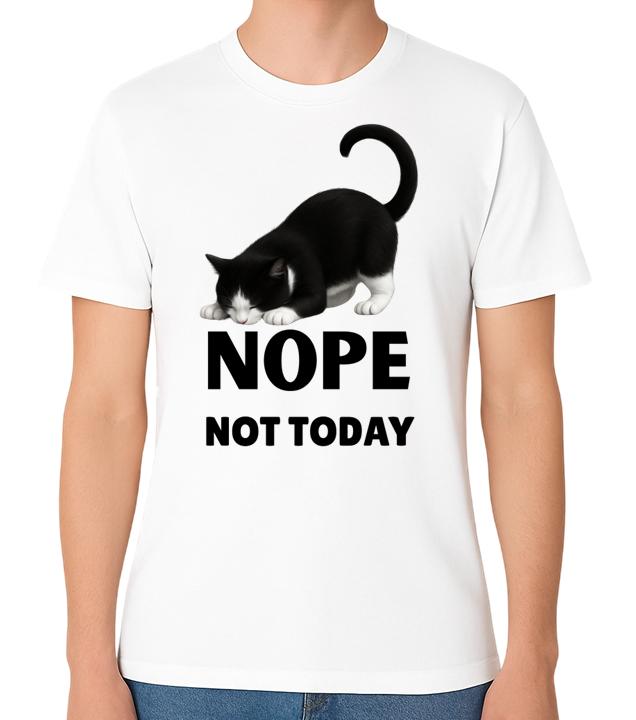 Nope Not Today Funny Cat Graphic Unisex T-Shirt Cute Sarcastic Tee XL