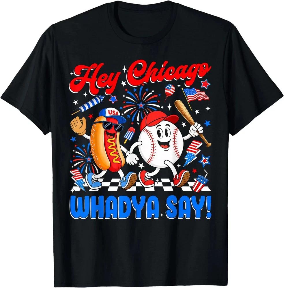 Hey Chicago Whadya Say Baseball Hot Dog 4th Of July Unisex Boys TShirt S