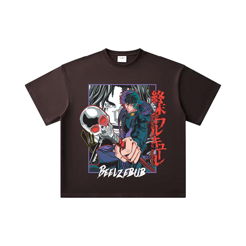 260 GSM Double Yarn 32 Count 100% Cotton Record of Ragnarok V4 Beelzebub Print Unisex Heavy Cotton T Shirt