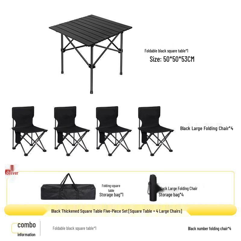 Height-Adjustable Portable Outdoor Picnic Table and Chair Set