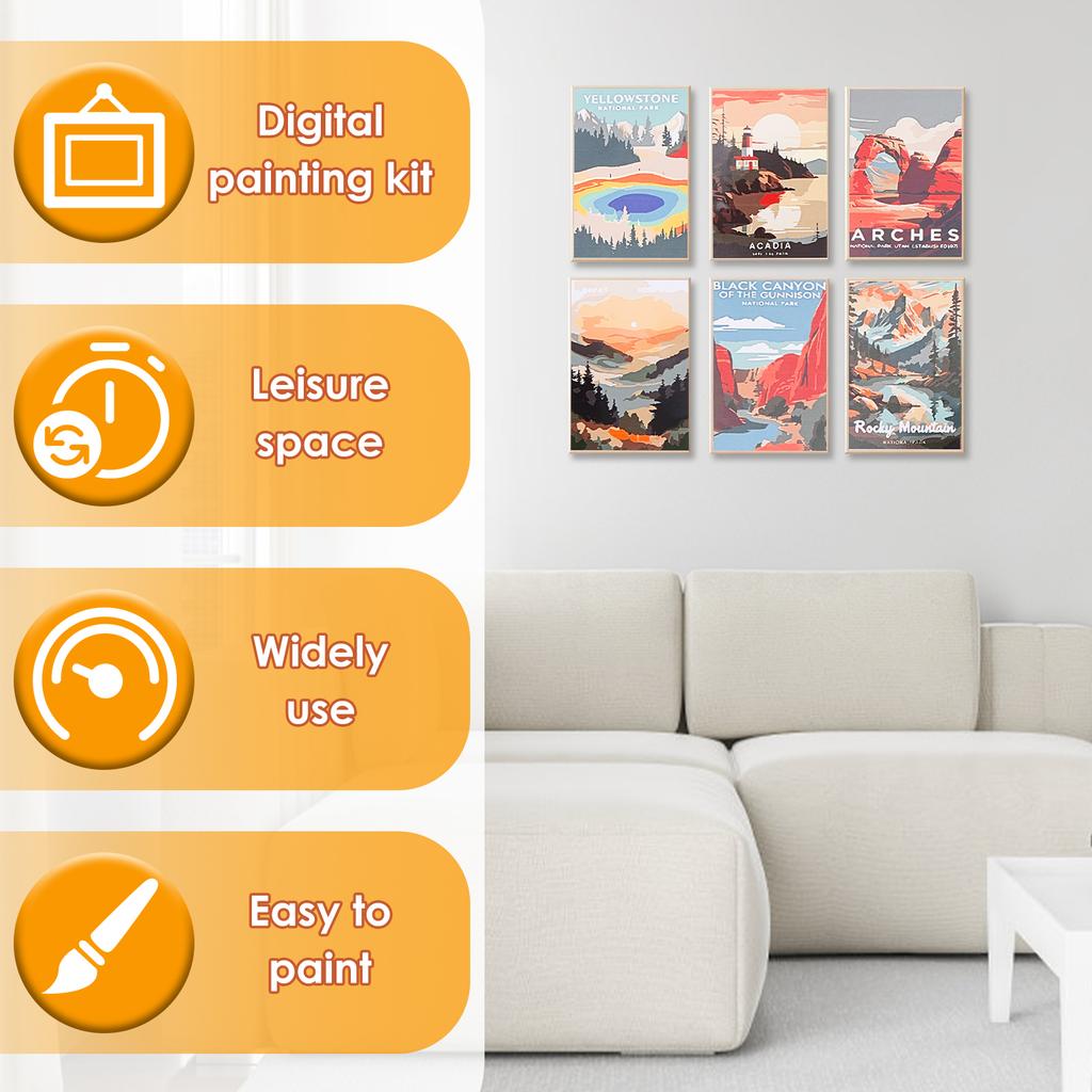 6/12Pc Paint by Number Kit Practical Adult Paint by Number Kit Canvas Digital Painting Set Digital Oil Painting Set for Beginner