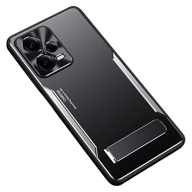 

For Xiaomi Redmi Note 12 Pro 5G Kickstand Drop-proof Case TPU+Aluminium Alloy Phone Cover Silver