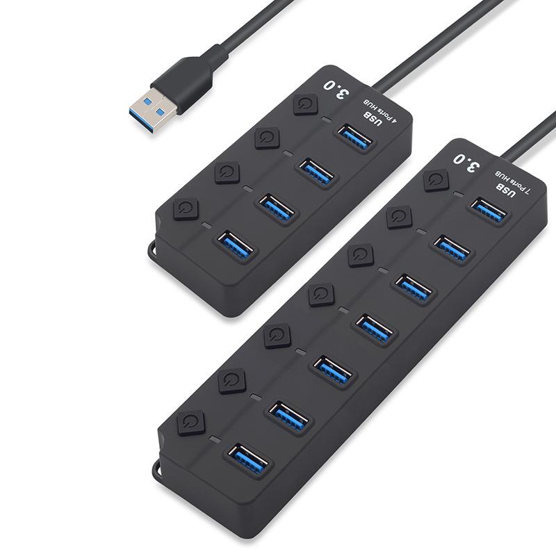 Rhombus 4-Port USB 3.0 Hub with Switch – One-to-Four Desktop Splitter Dock