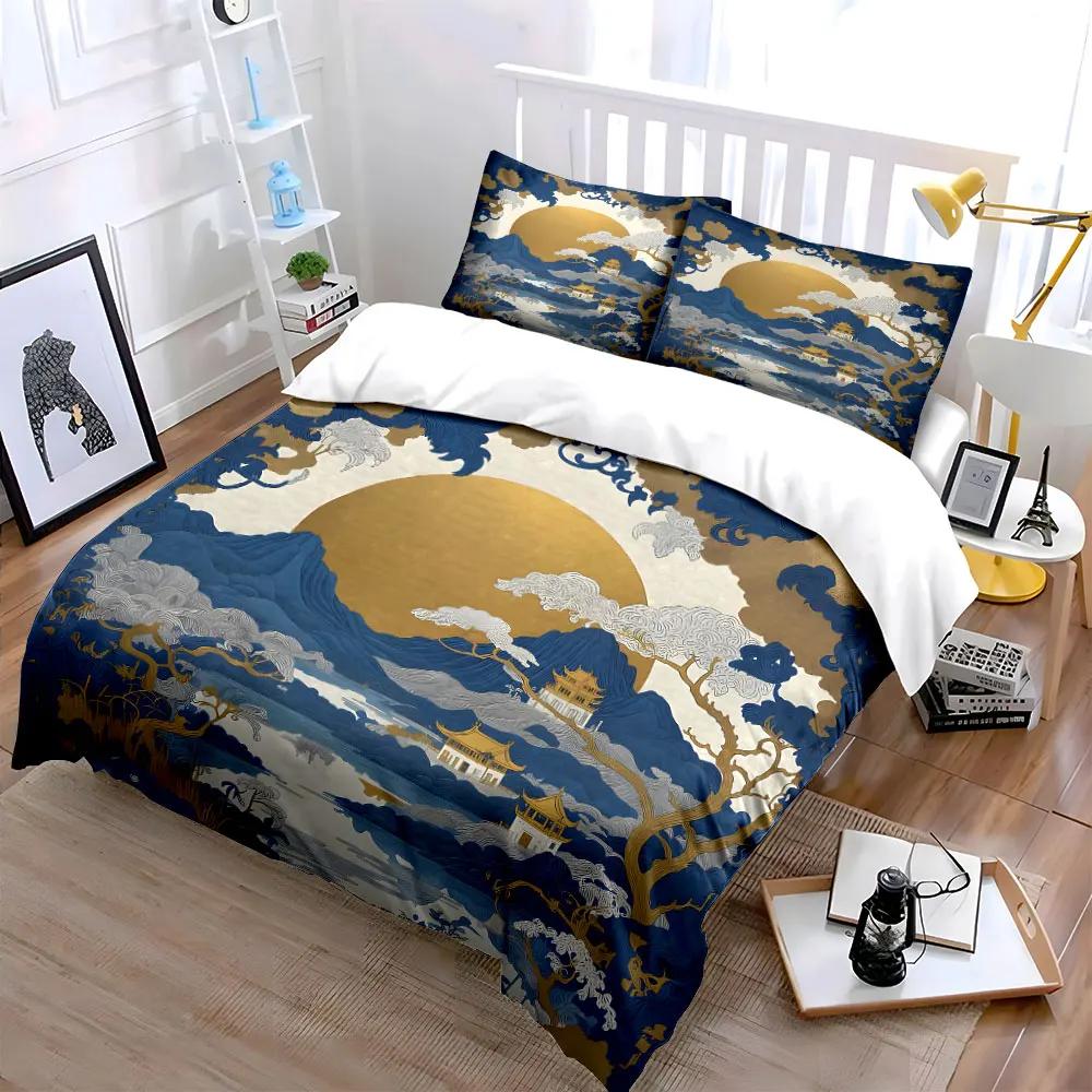 "Oriental Landscape Art Decor 3PC" Multiple Sizes Kid's and Adults' Bedroom Exquisite 3PC Bedding Set Gift