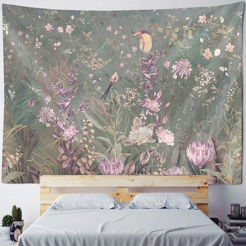 Dschungel-Vogel-Kunst-Wandteppich, psychedelische Szene, Heimdekoration, Kunst, Wandbehang, Hippie, Boho, ästhetische Raumdekoration, Heim-Wanddekoration, Yoga-Matte