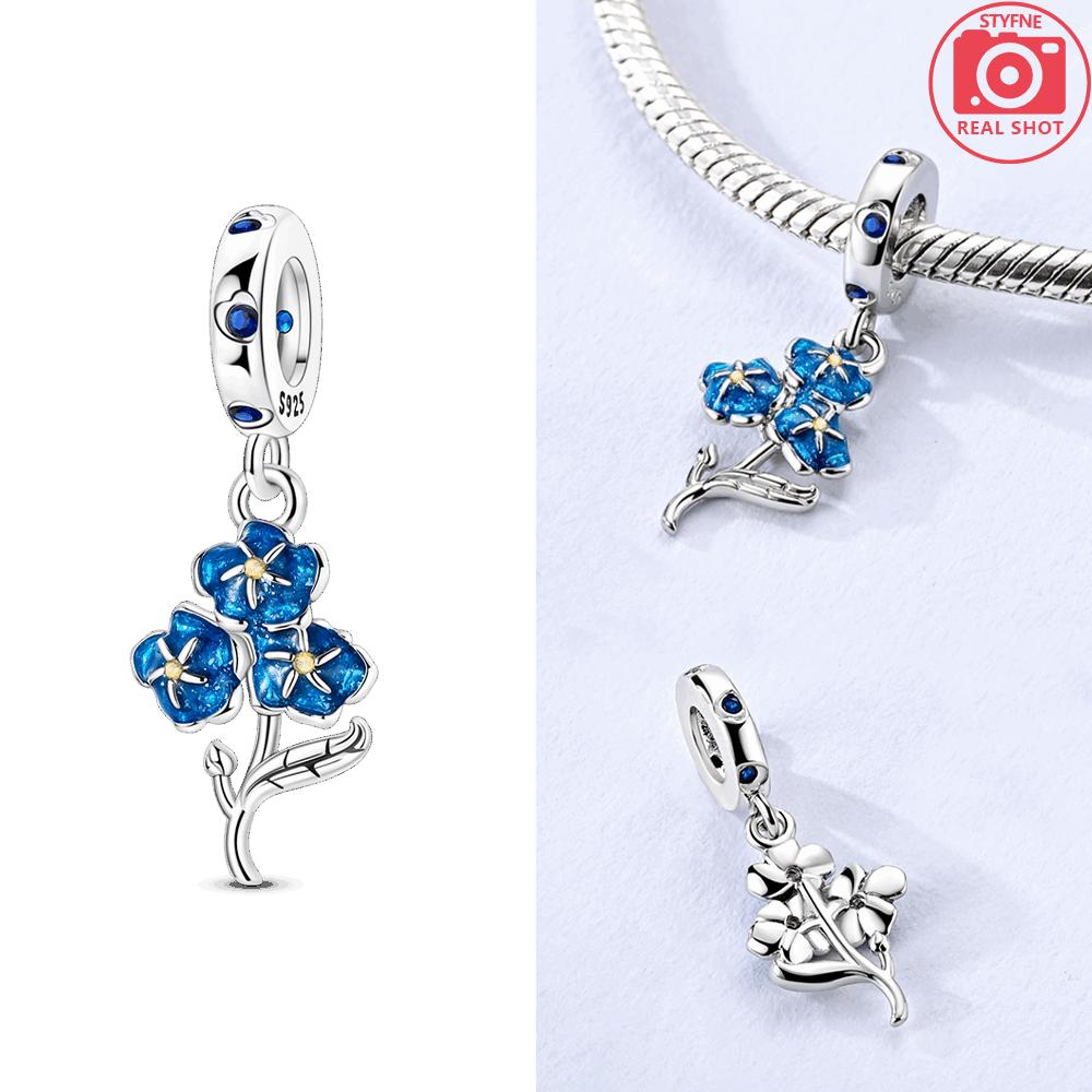 Purple Iris Blue Anemone Pendant Heart Tulip Originalcopper Bead Fit Bracelet Diy Fine Gift Women Jewelry Accessory
