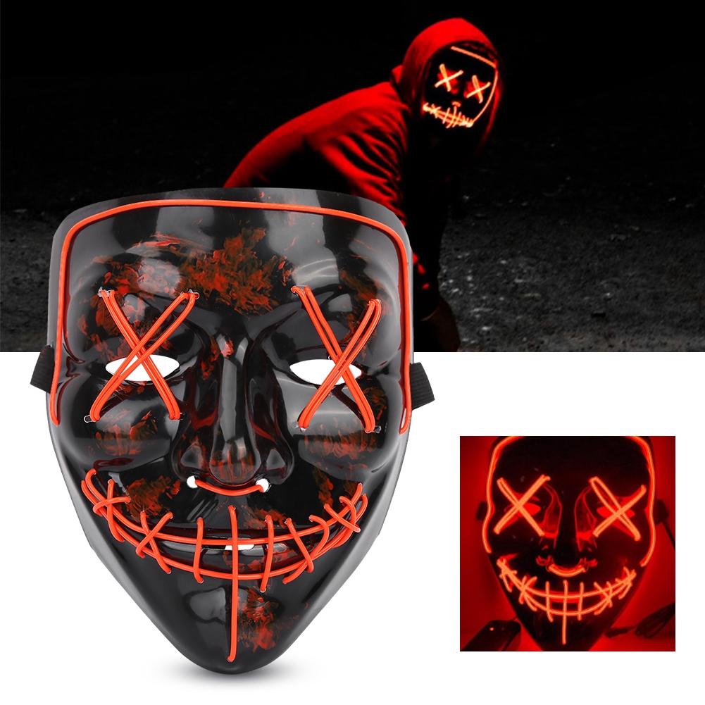 Halloween Scary LED Light Up Glow Mask Costume for Party Prop Show Decor(red)
