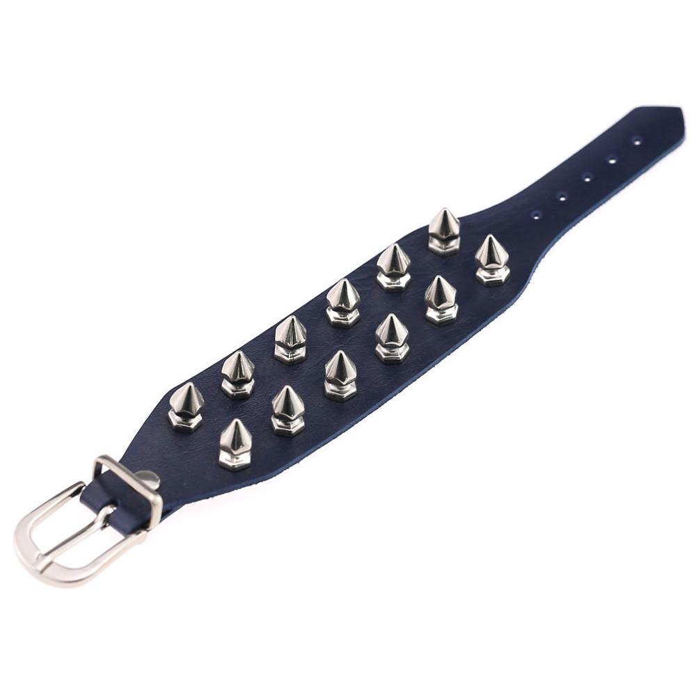 Unique Cuspidal Spikes Rivet Stud Wide Cuff Leather Punk Gothic Rock Unisex Bangle Bracelet Woman Men Jewelry