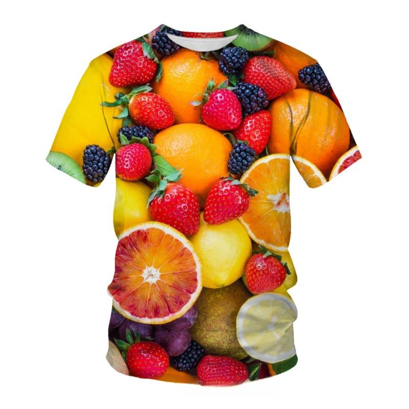 3D Digital Printed T-shirt with Vegetable Pattern Loose Round Neck Short Sleeved Men's T-shirt