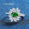 S925 Sterling Silver Egg-shaped Ring with Green, Red, Yellow, and Sea Blue Diamonds - Fashionable Party Jewelry for Women