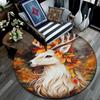 Autumnal Deer Round Area Rug,Carpet Rug for Living Room Bedroom Sofa Playroom Decor,Non-slip Floor Mat