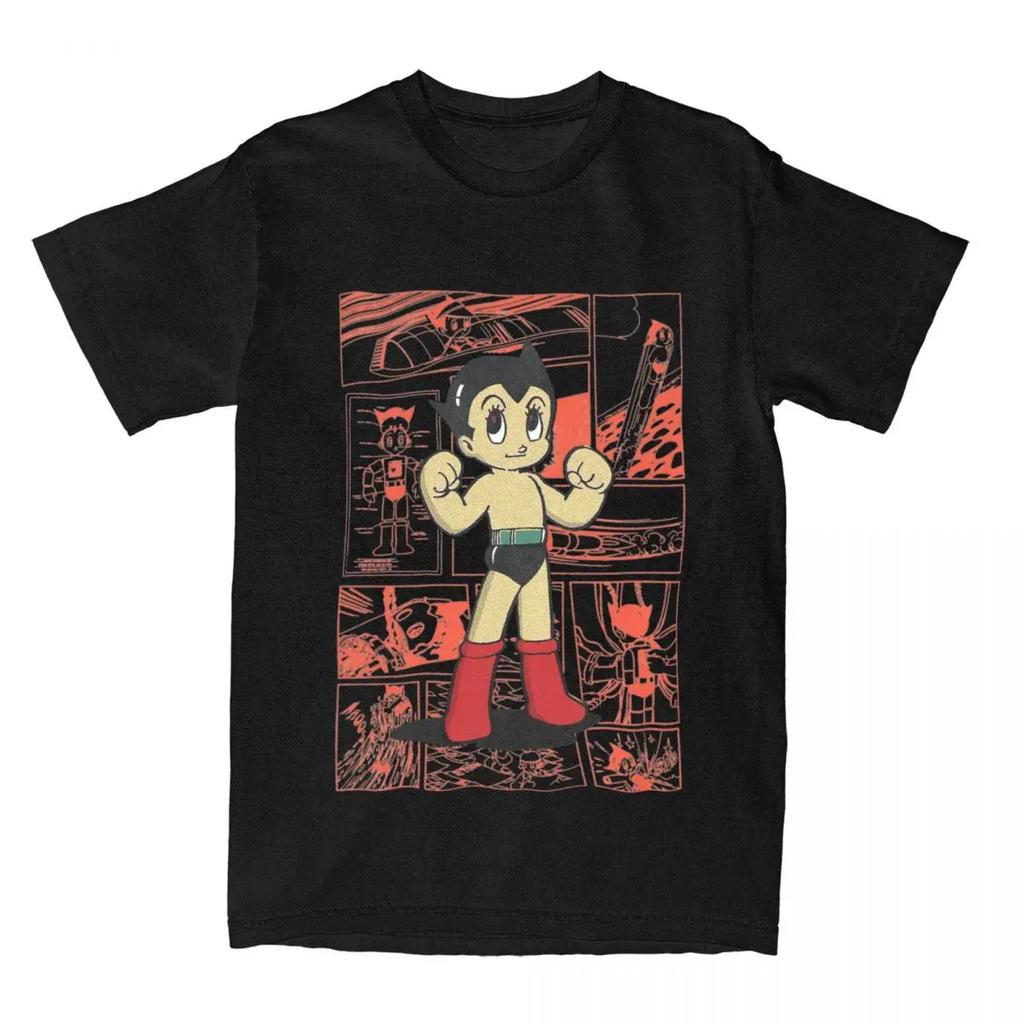Mighty Atom Astro Boy Osamu Tezuka T Shirt for Men Cotton Funny T-Shirt Round Collar Astroboy Tees Short Sleeve Tops Plus Size