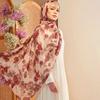 Hijab Musulmano Floral Impresso para Ramadan para Mulheres Xale de Chiffon Bolha Lenços de Cabeça Lenços Longos Macios Turban Islam