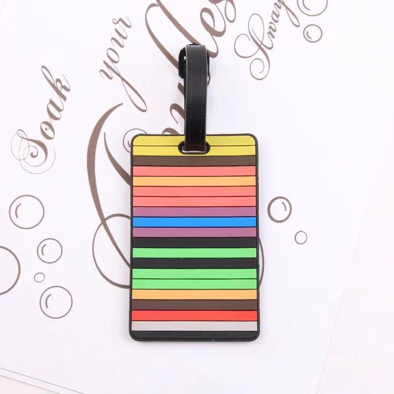 Trendy Soft Rubber Luggage Tag: Colorful Geometric Camouflage Polka Dot Pattern, Wear-Resistant & Waterproof Travel Essential.
