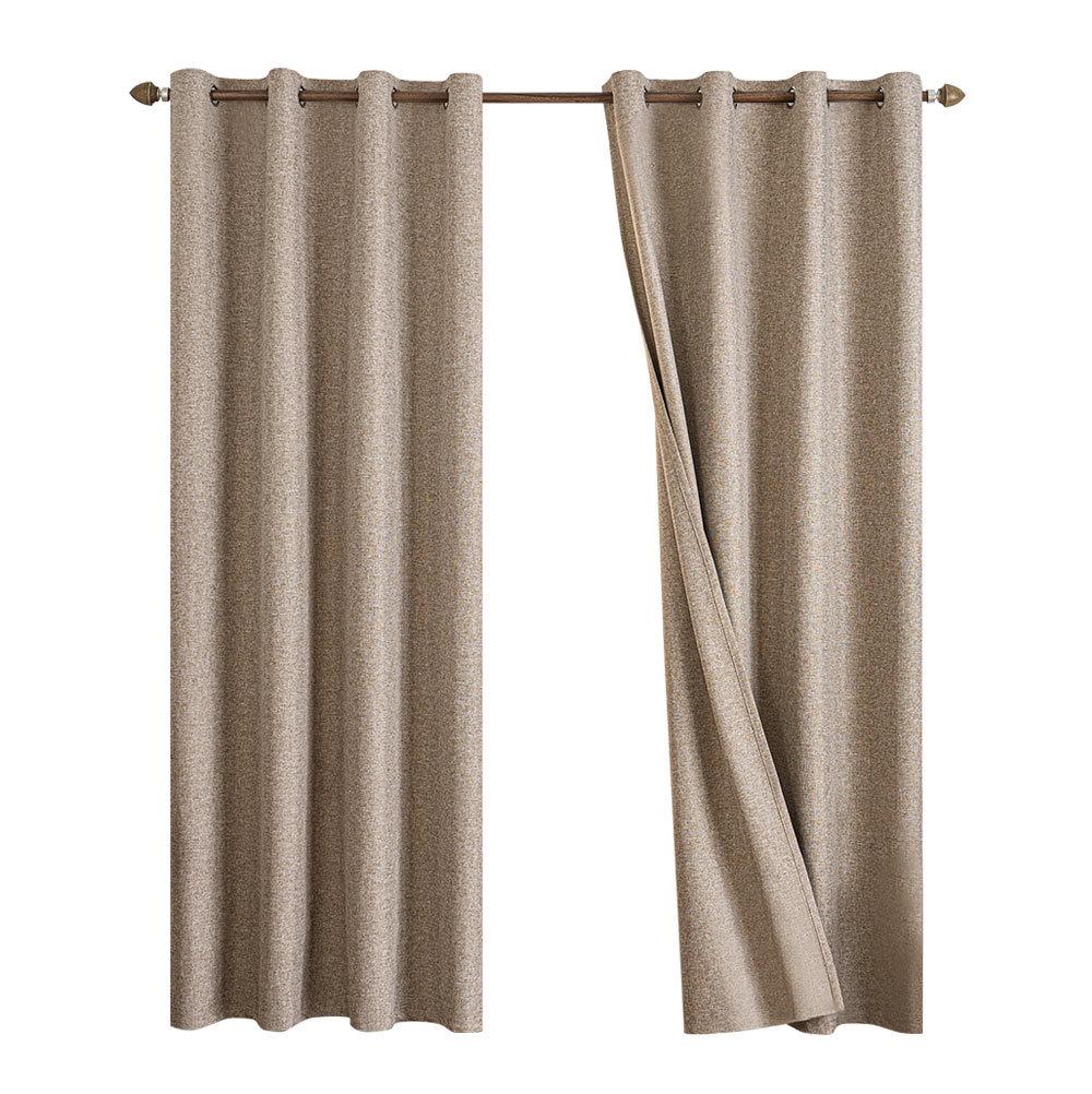 Dual-Sided Full Blackout Imitation Linen Curtains