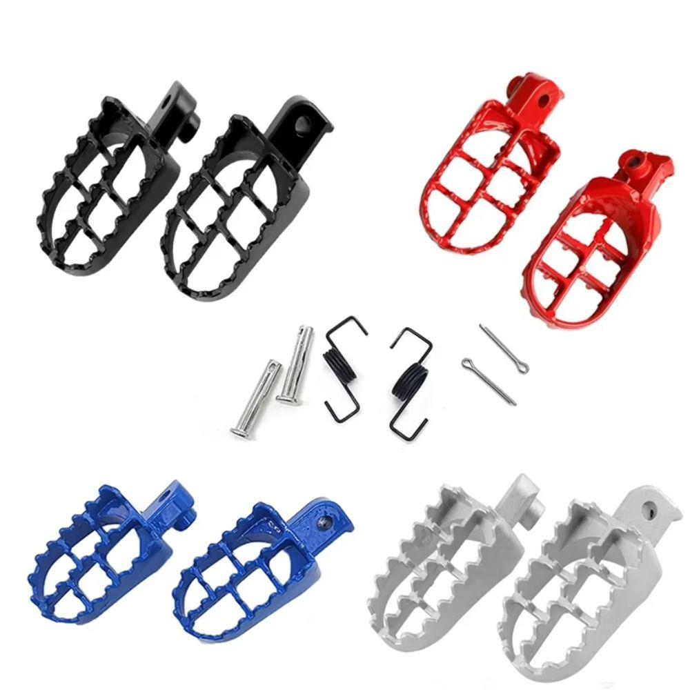 Black/Silver Motorcycle Foot Pegs Springs Bolts Dirt Bike Footrest Motorcycle Pedals Motorbike