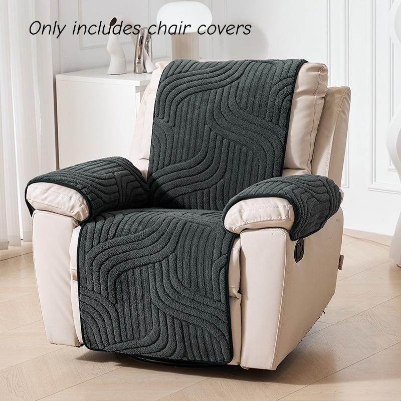 

1pc Luxurious Thicken Tuffed Fleece Recliner Armchair Cover, Pet-Friendly, Non-Slip, Machine Washable Cover чорний
