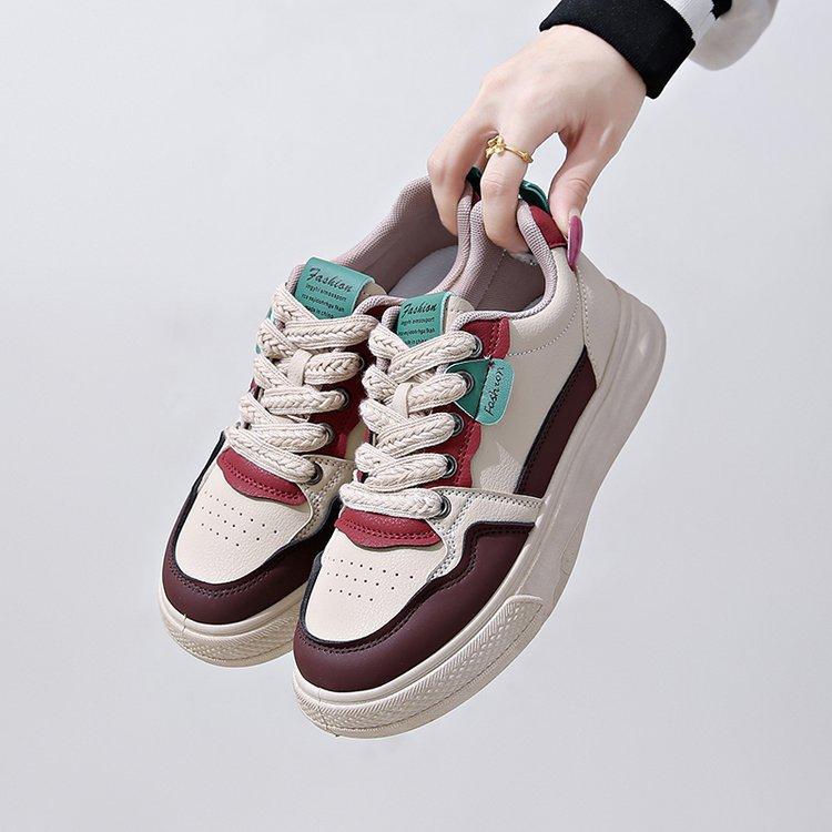 Jesienne i Zimowe Buty Damskie, Damskie Sneakersy, Białe Sneakersy, Niskie Okrągłe Sznurowane Buty Casualowe