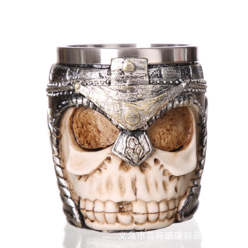 Knight Skull Beer Mug Vintage Cup Creative Relief Personalized Cup Drinking Cup Stainless Steel Halloween Gift Beer Goblet