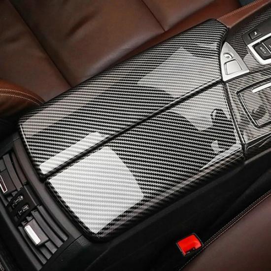 Carbon Fiber Pattern Central Armrest Box Cover Trim For BMW 5 Series F10 2011-16