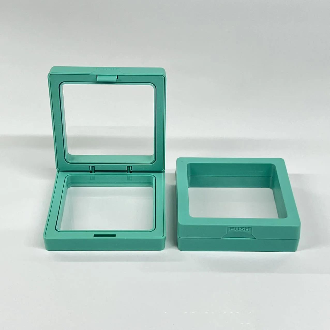 

10pcs Transparent Floating Display Box Plastic Film Jewelry Packaging Box Jewelry Necklace Ring and Collectible Storage Box 7x7cm