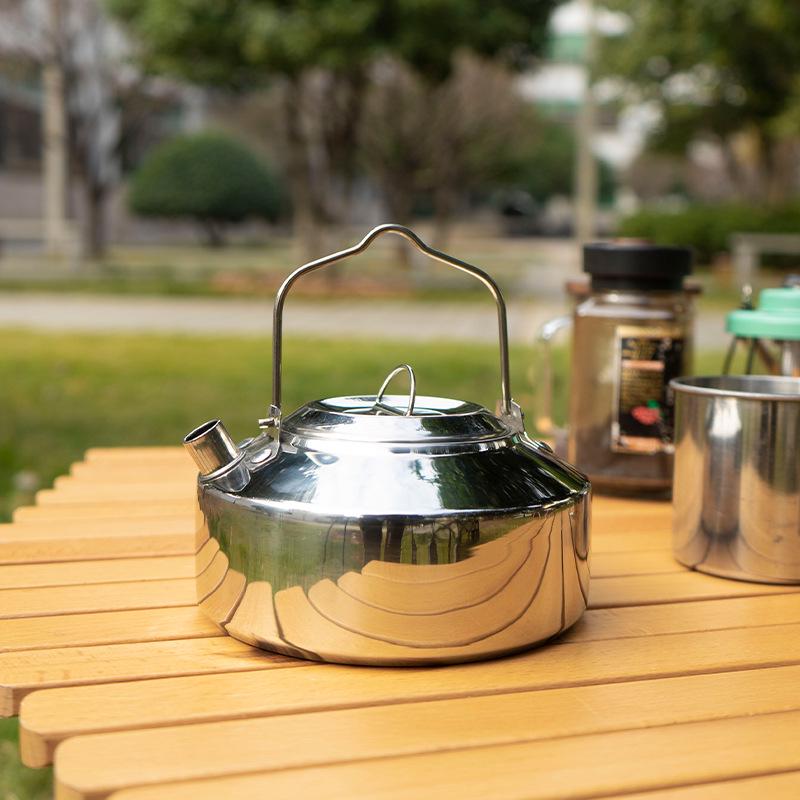 Portable Outdoor Stainless Steel Camping Kettle - Perfect for Hiking, Fishing, Picnics, and Self-Driving Trips