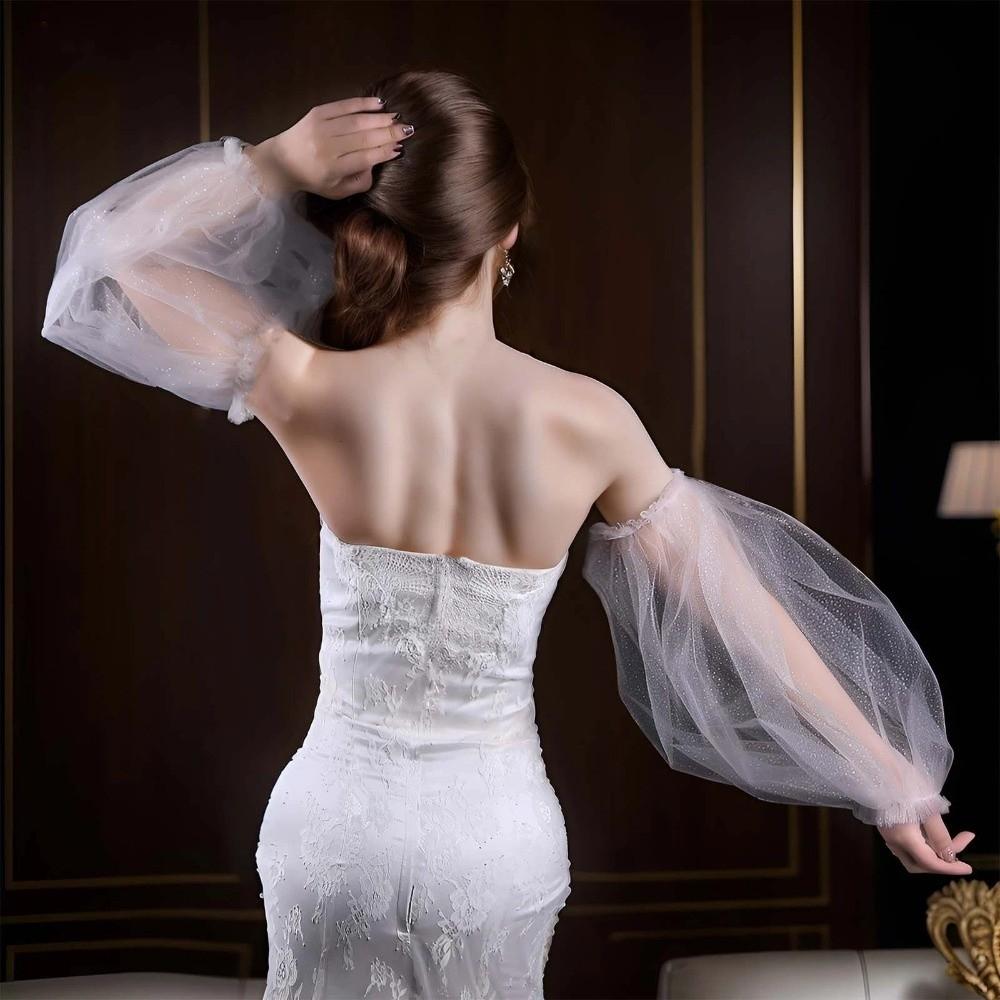 Detachable Bridal Sleeves Elastic Cuff Wedding Arm Sleeves Elegant Brides Long Sleeves Wedding
